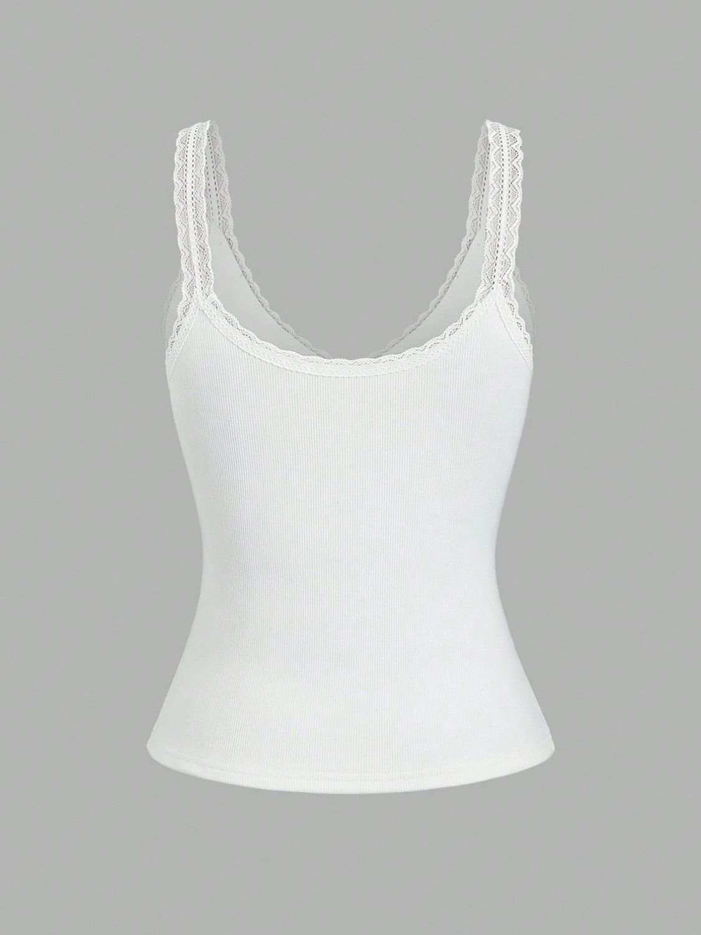 Lace Detail V-Neck Wide Strap Tank - Trendsi - Flyclothing LLC