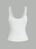 Lace Detail V-Neck Wide Strap Tank - Trendsi