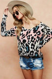 BiBi Gradation Leopard Print Soft Knit Deep U Neck Top - Trendsi