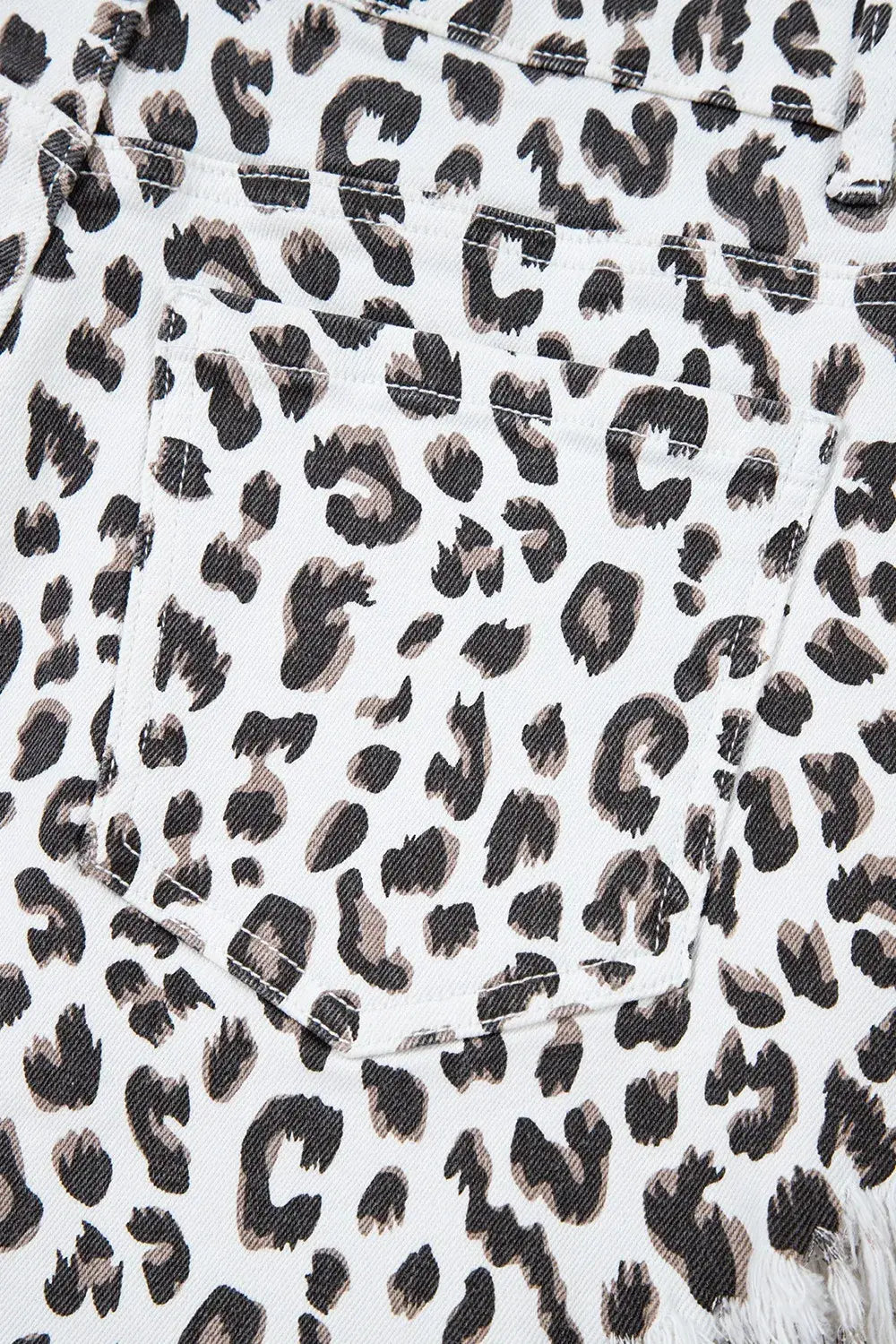 Leopard Frayed Hem Denim Shorts - Trendsi - Flyclothing LLC