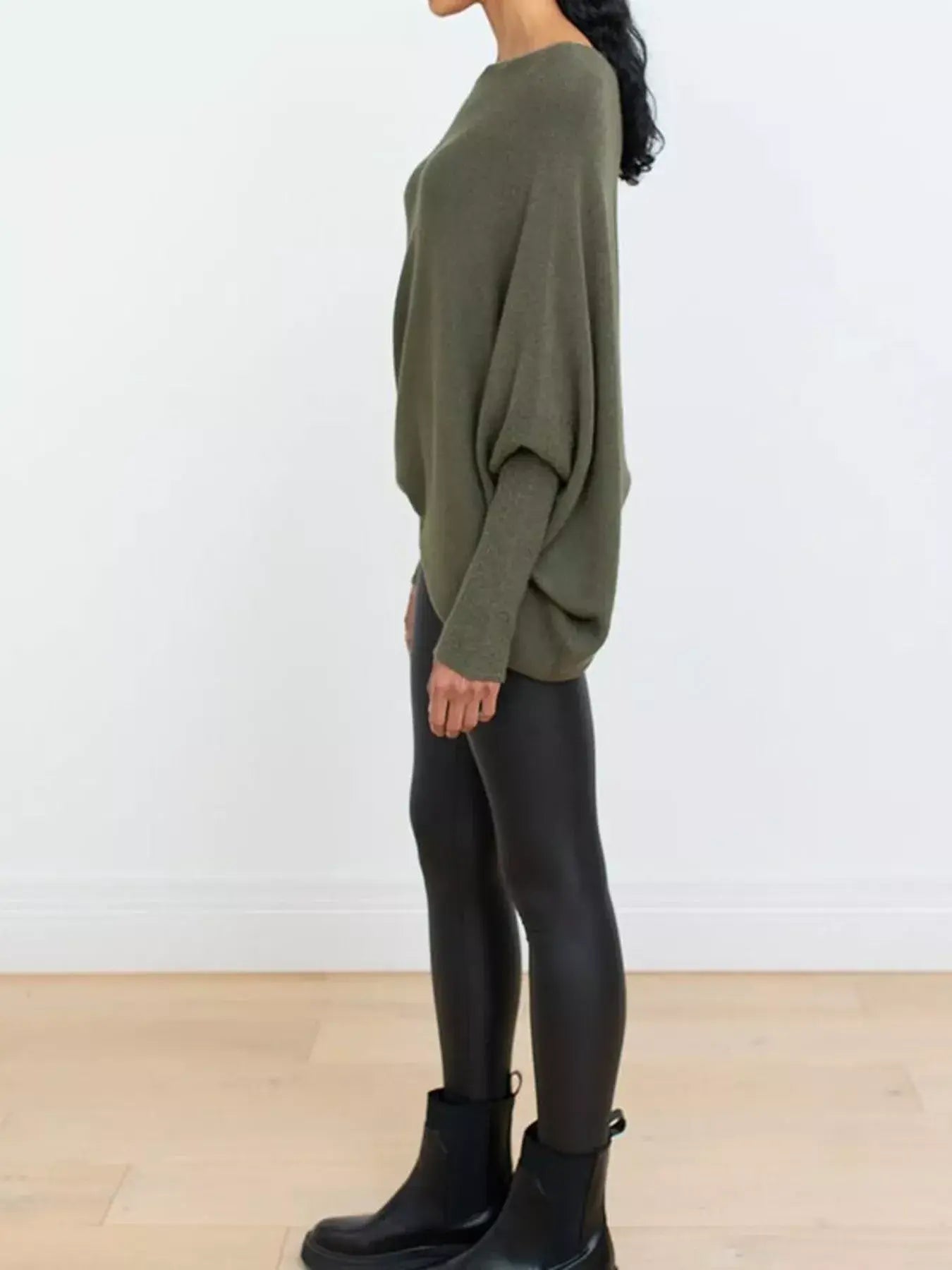 Boat Neck Long Sleeve Sweater - Trendsi - Flyclothing LLC
