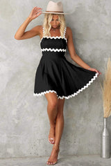 Contrast Trim Square Neck Mini Dress - Trendsi - Flyclothing LLC