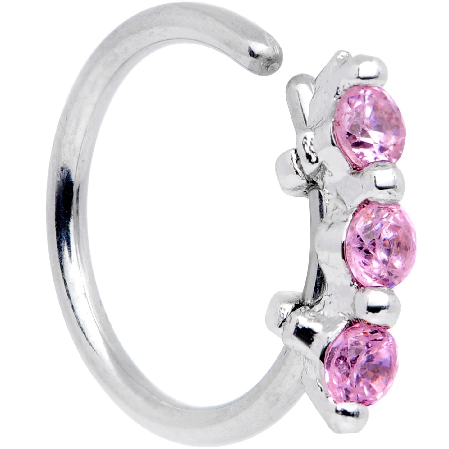 20G 5/16 Pink CZ Gem Sequence Shine Seamless Circular Ring - BodyCandy - Flyclothing LLC