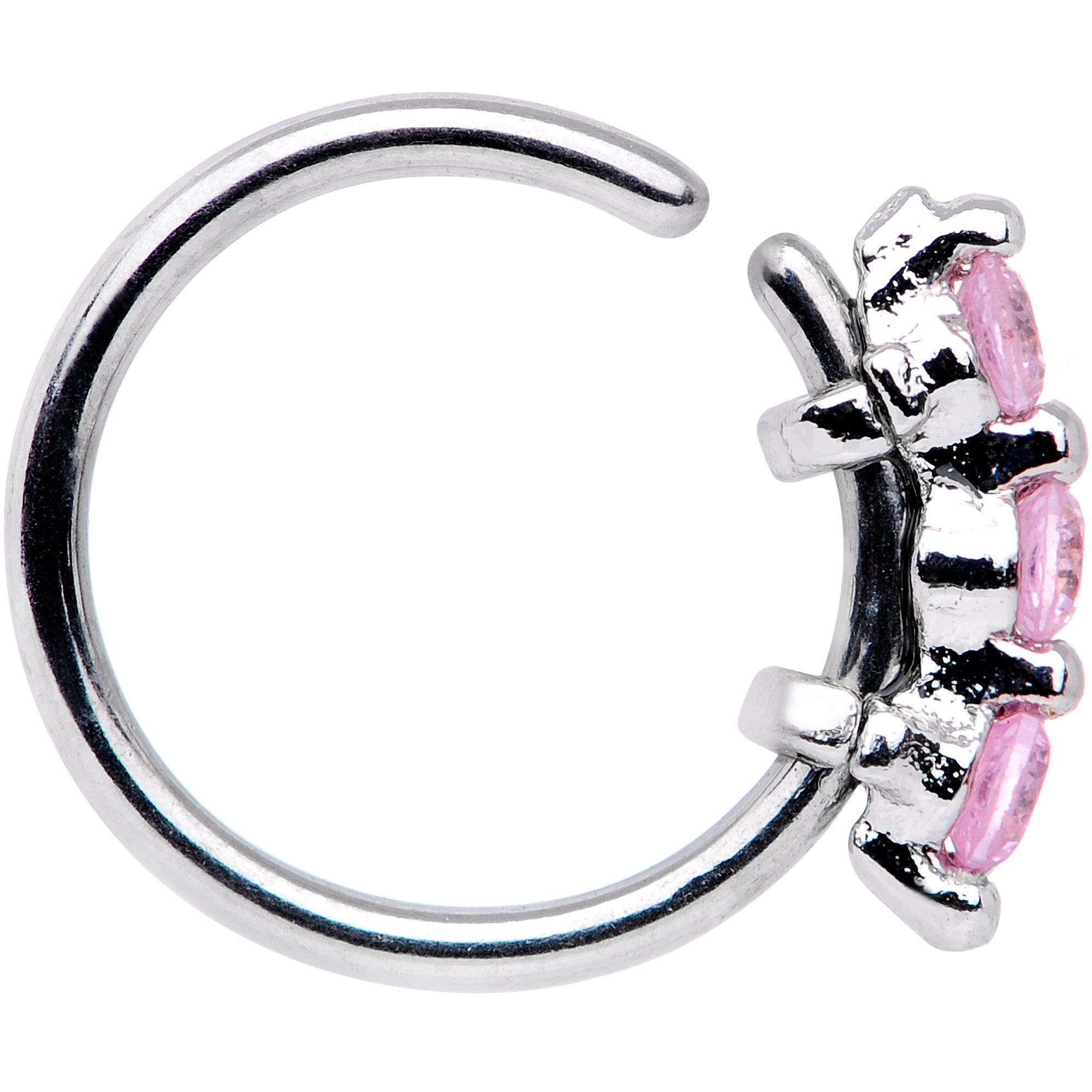 20G 5/16 Pink CZ Gem Sequence Shine Seamless Circular Ring - BodyCandy - Flyclothing LLC