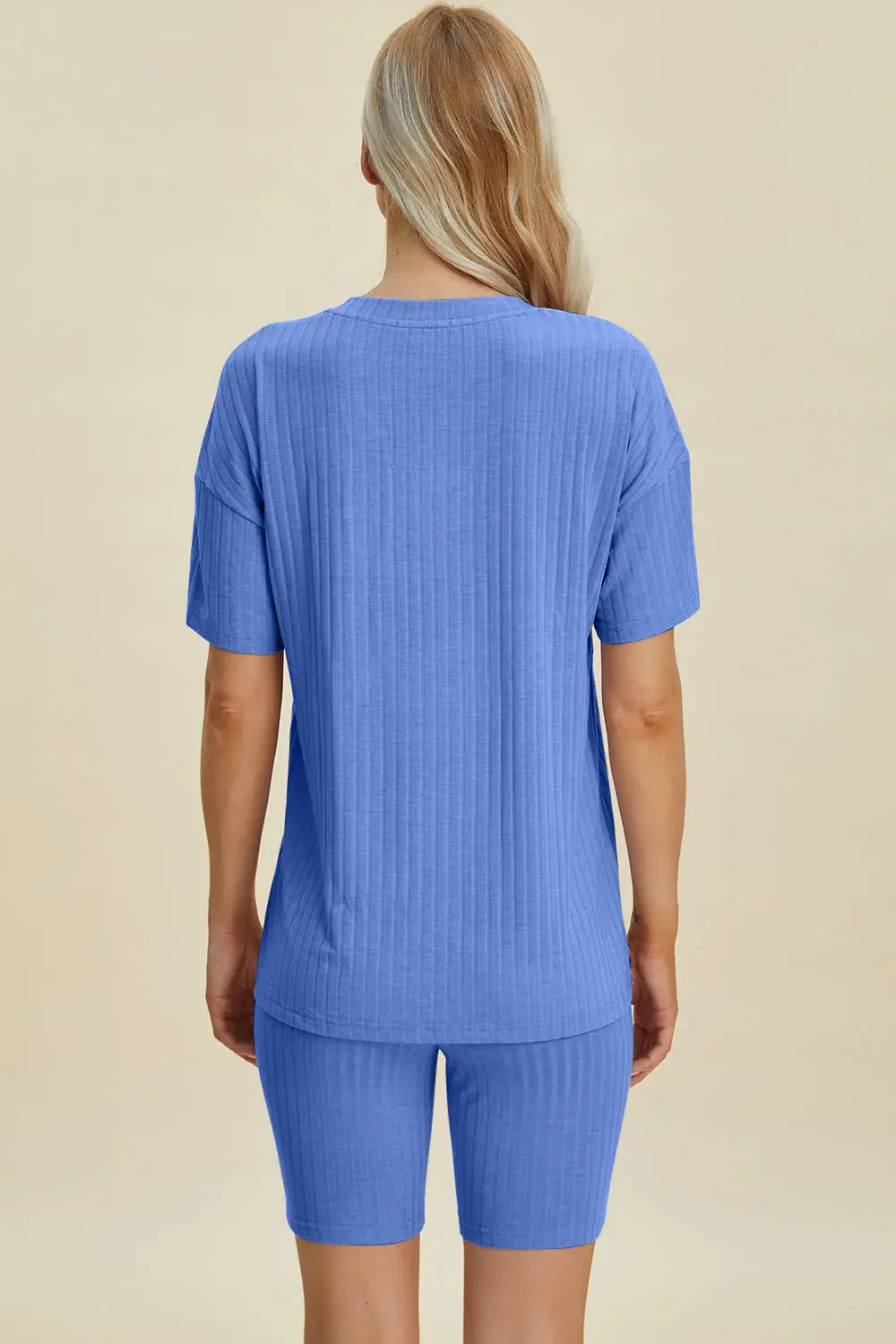 Basic Bae Full Size Ribbed V-Neck Short Sleeve Top and Shorts Set - ShopBasicbae - Flyclothing LLC