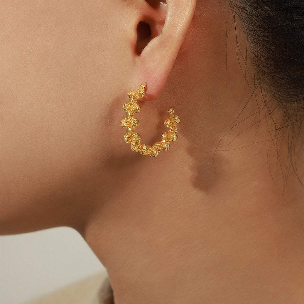 Titanium Steel C-Hoop Earrings - Trendsi - Flyclothing LLC
