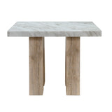 48" White and Natural Wood And Faux Marble Square Counter Height Bar Table - Homeroots - Flyclothing LLC