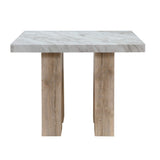 48" White and Natural Wood And Faux Marble Square Counter Height Bar Table - HomeRoots - Flyclothing LLC