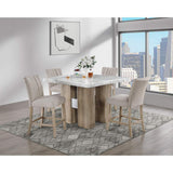 48" White and Natural Wood And Faux Marble Square Counter Height Bar Table - HomeRoots - Flyclothing LLC