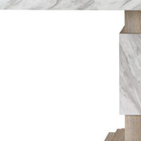 82" White and Natural Faux Marble and Wood Double Pedestal Base Dining Table - HomeRoots - Flyclothing LLC
