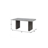 78" Gray and Dark Brown Faux Marble and Wood Double Pedestal Base Dining Table - HomeRoots - Flyclothing LLC