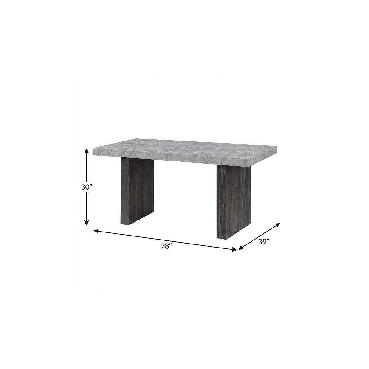 78" Gray and Dark Brown Faux Marble and Wood Double Pedestal Base Dining Table - HomeRoots - Flyclothing LLC