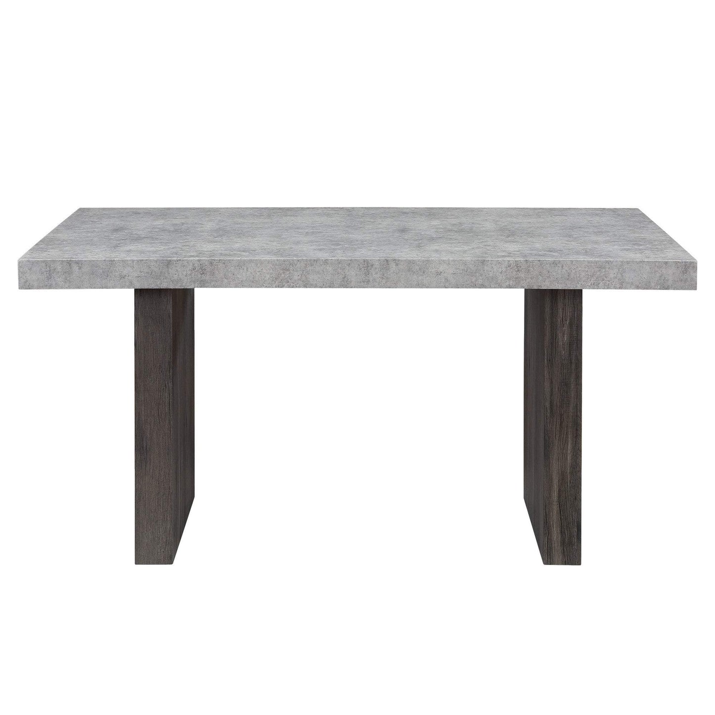 78" Gray and Dark Brown Faux Marble and Wood Double Pedestal Base Dining Table - HomeRoots - Flyclothing LLC