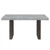 78" Gray and Dark Brown Faux Marble and Wood Double Pedestal Base Dining Table - HomeRoots - Flyclothing LLC