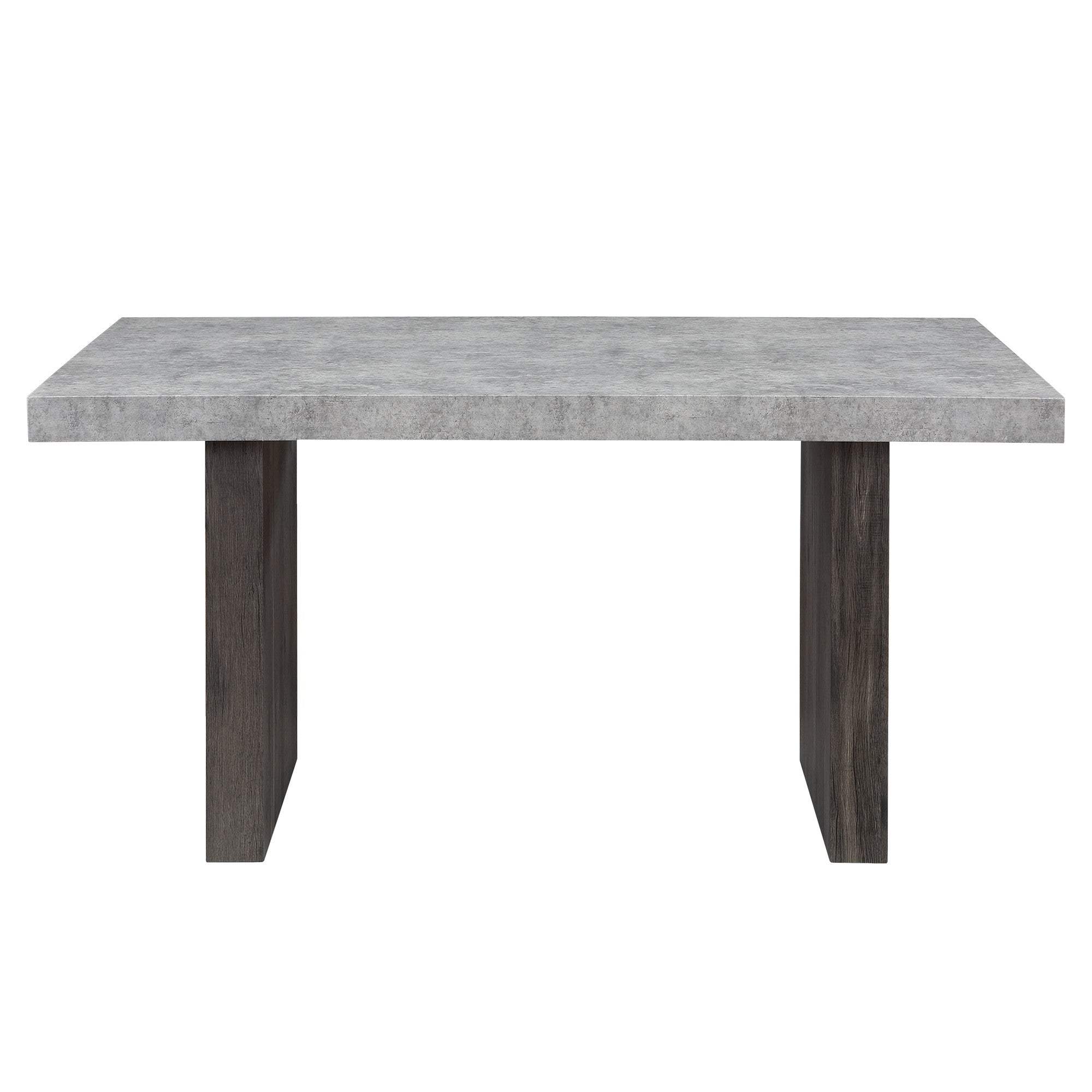78" Gray and Dark Brown Faux Marble and Wood Double Pedestal Base Dining Table - HomeRoots - Flyclothing LLC