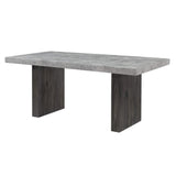 78" Gray and Dark Brown Faux Marble and Wood Double Pedestal Base Dining Table - HomeRoots - Flyclothing LLC