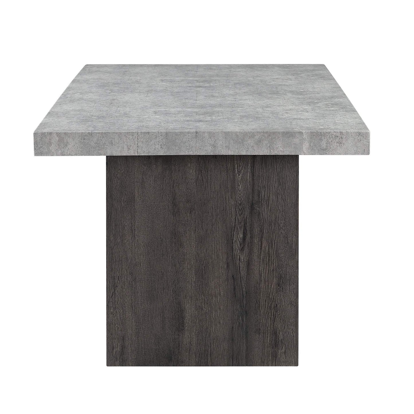 78" Gray and Dark Brown Faux Marble and Wood Double Pedestal Base Dining Table - HomeRoots - Flyclothing LLC