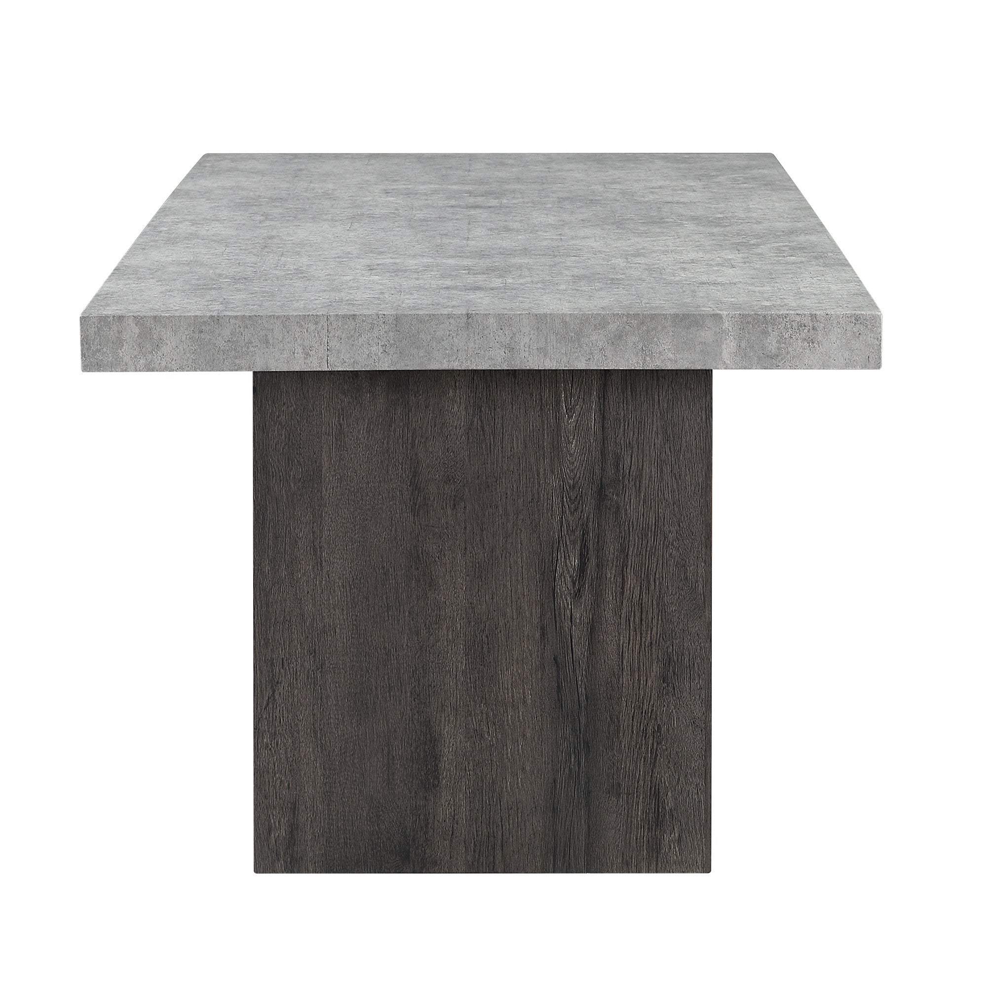 78" Gray and Dark Brown Faux Marble and Wood Double Pedestal Base Dining Table - HomeRoots - Flyclothing LLC