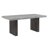 78" Gray and Dark Brown Faux Marble and Wood Double Pedestal Base Dining Table - HomeRoots - Flyclothing LLC