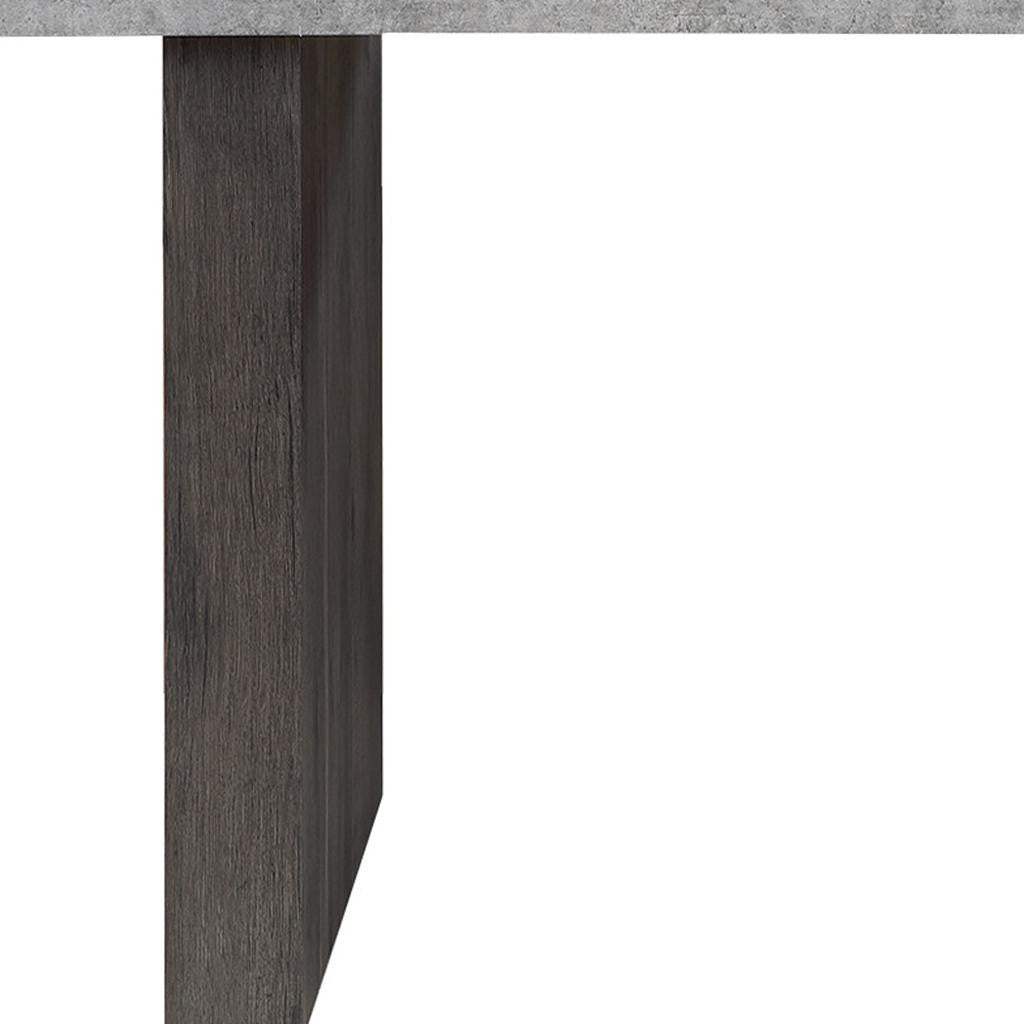 78" Gray and Dark Brown Faux Marble and Wood Double Pedestal Base Dining Table - HomeRoots - Flyclothing LLC