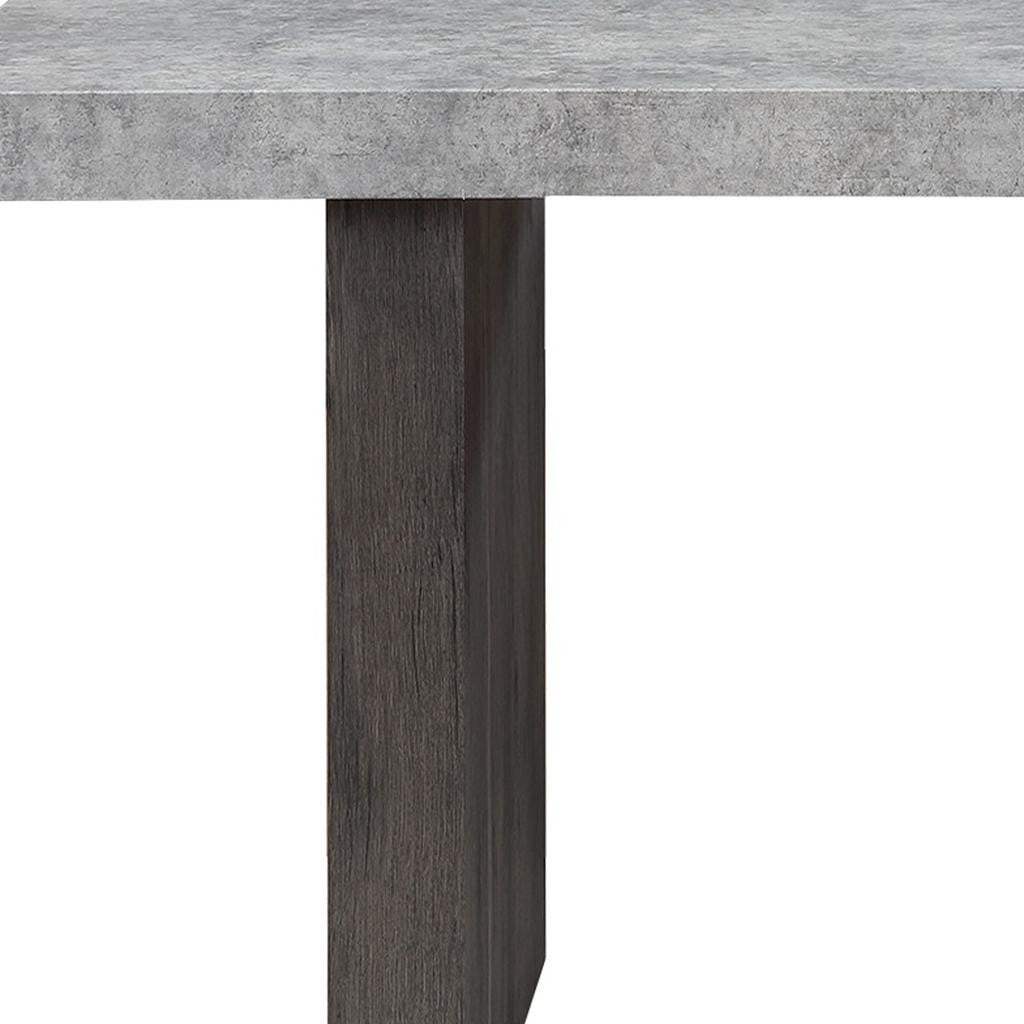 78" Gray and Dark Brown Faux Marble and Wood Double Pedestal Base Dining Table - HomeRoots - Flyclothing LLC