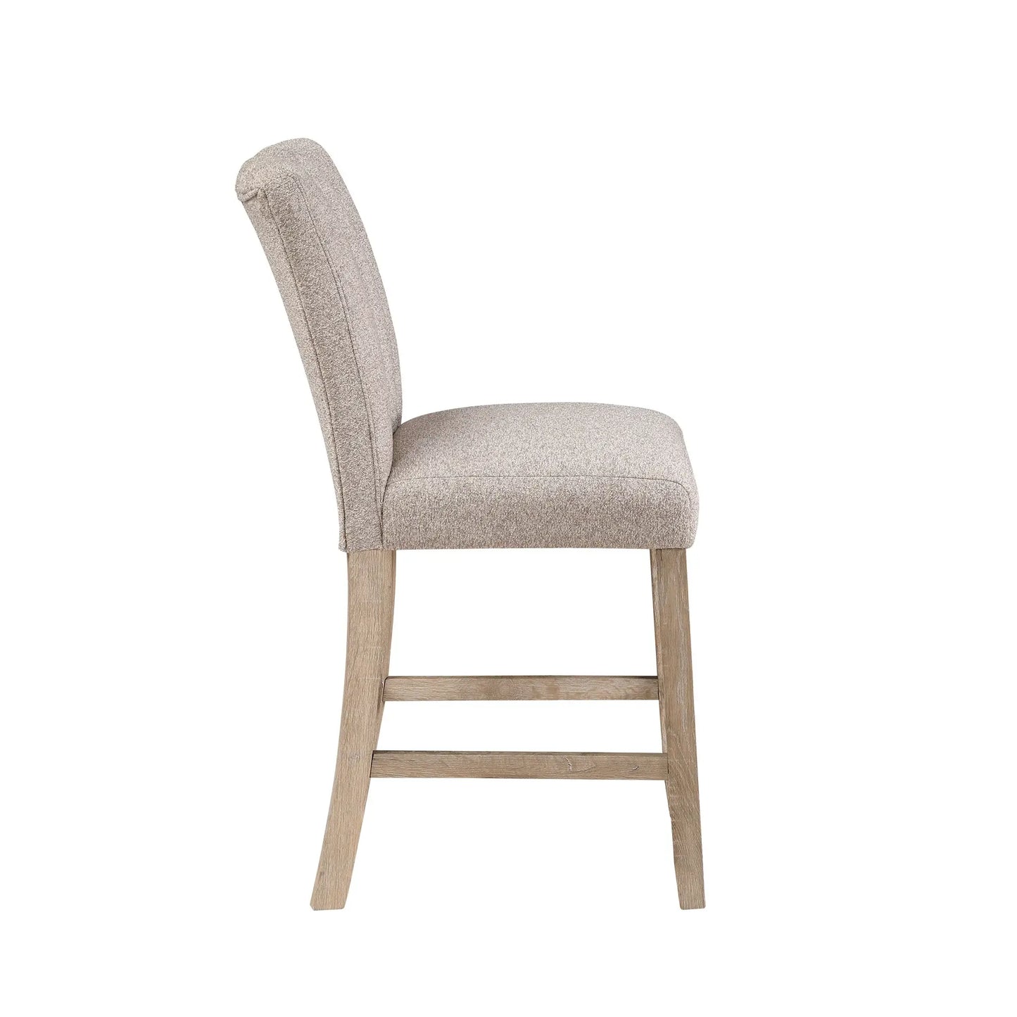 Set of Two 26" Beige and Natural Fabric and Wood Bar Height Bar Chairs - Homeroots - Flyclothing LLC