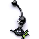 Clear Gem Black Anodized Black Lips of Death Dangle Belly Ring - BodyCandy - Flyclothing LLC