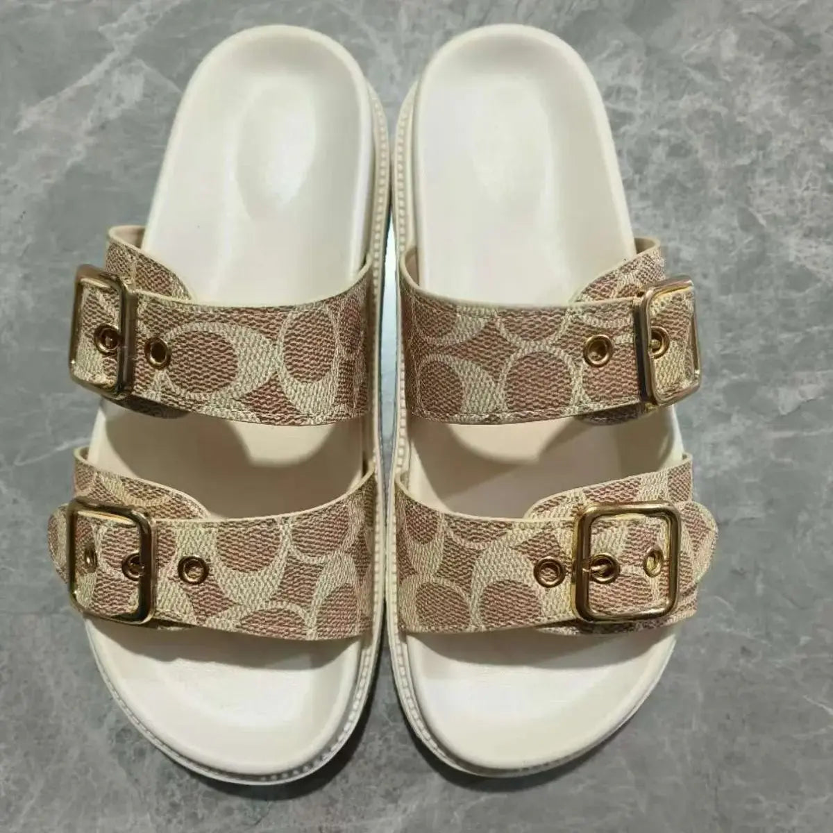 Open Toe Double Buckle Sandals - Trendsi - Flyclothing LLC