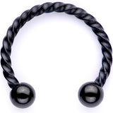 16G 3/8 Teal Faux Opal Black Anodized Horseshoe Closure Ring Set - BodyCandy - Flyclothing LLC