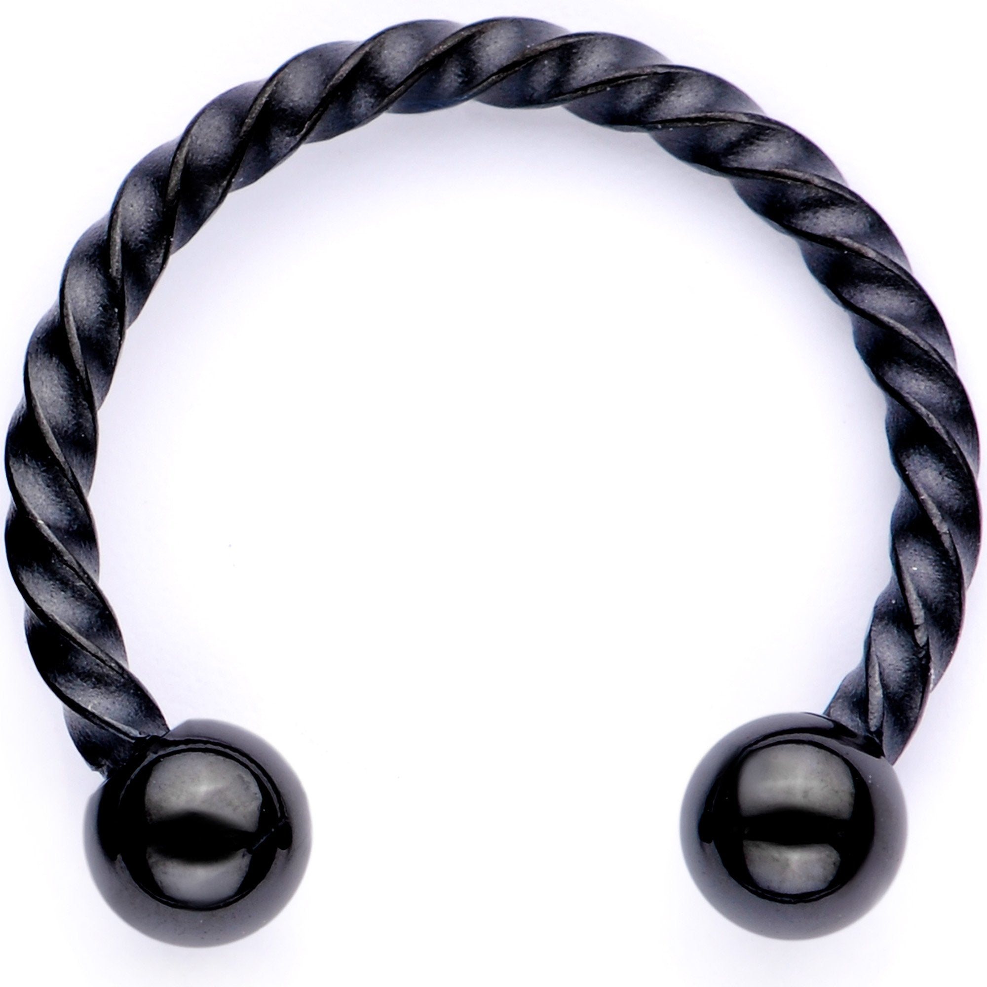 16G 3/8 Teal Faux Opal Black Anodized Horseshoe Closure Ring Set - BodyCandy - Flyclothing LLC