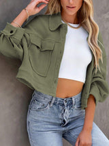 Button Up Long Sleeve Jacket - Trendsi - Flyclothing LLC