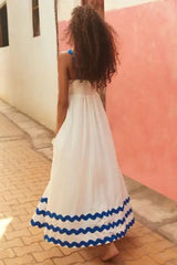 Contrast Trim Square Neck Wide Strap Dress - Trendsi - Flyclothing LLC