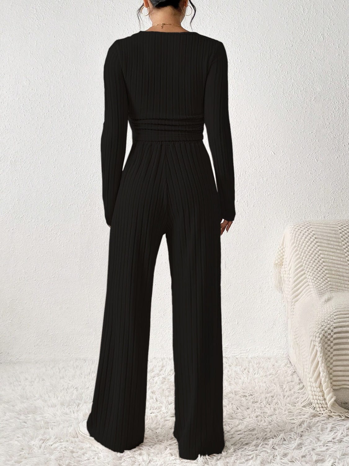 Scoop Neck Long Sleeve Top and Pants Set - Trendsi