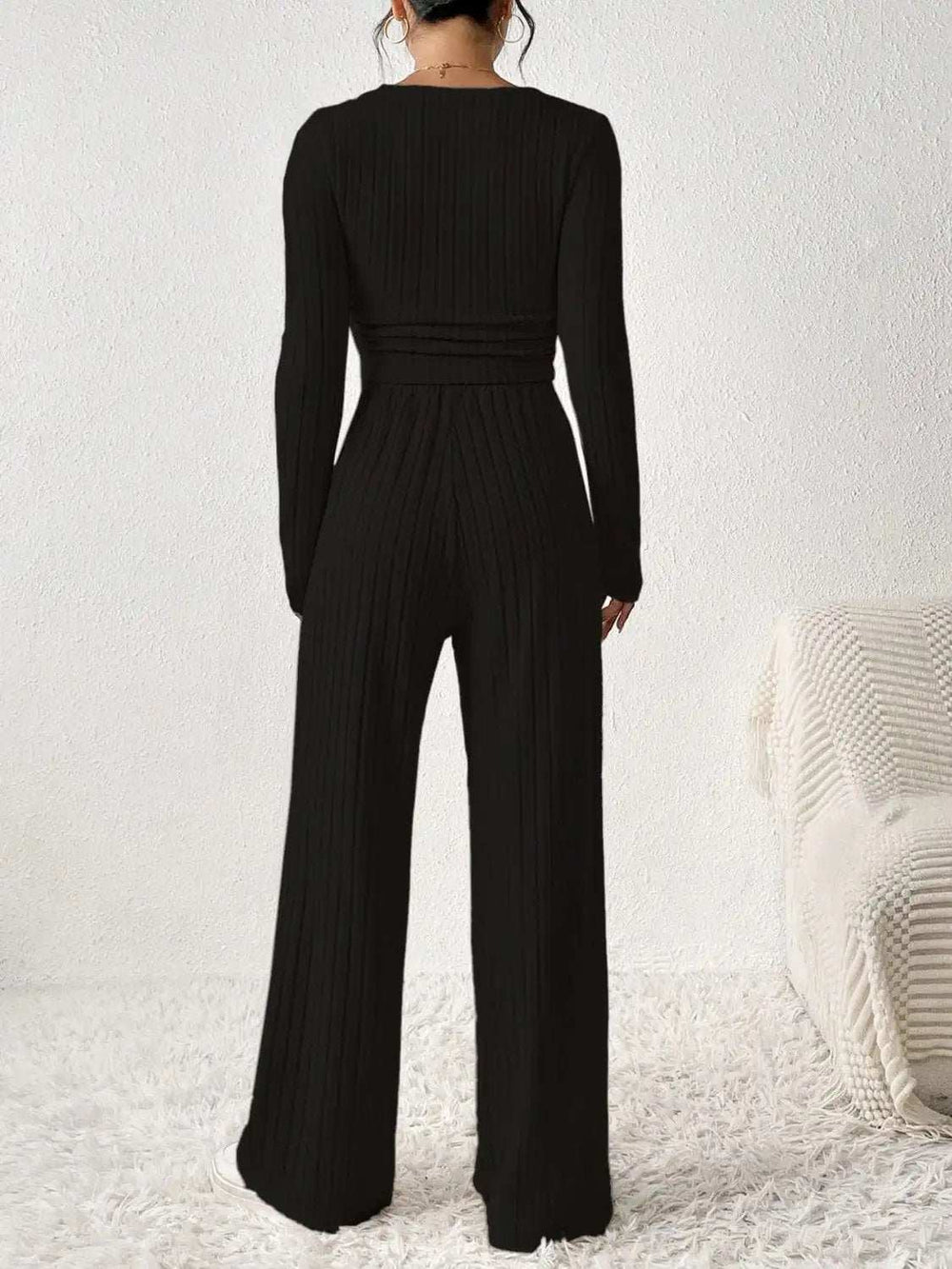 Scoop Neck Long Sleeve Top and Pants Set - Trendsi - Flyclothing LLC