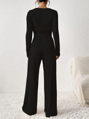 Scoop Neck Long Sleeve Top and Pants Set - Trendsi