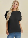 Double Take Full Size Mock Neck Short Sleeve Sweater - Trendsi - Flyclothing LLC