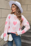 Angel Wings Heart Round Neck Long Sleeve Sweater - Trendsi