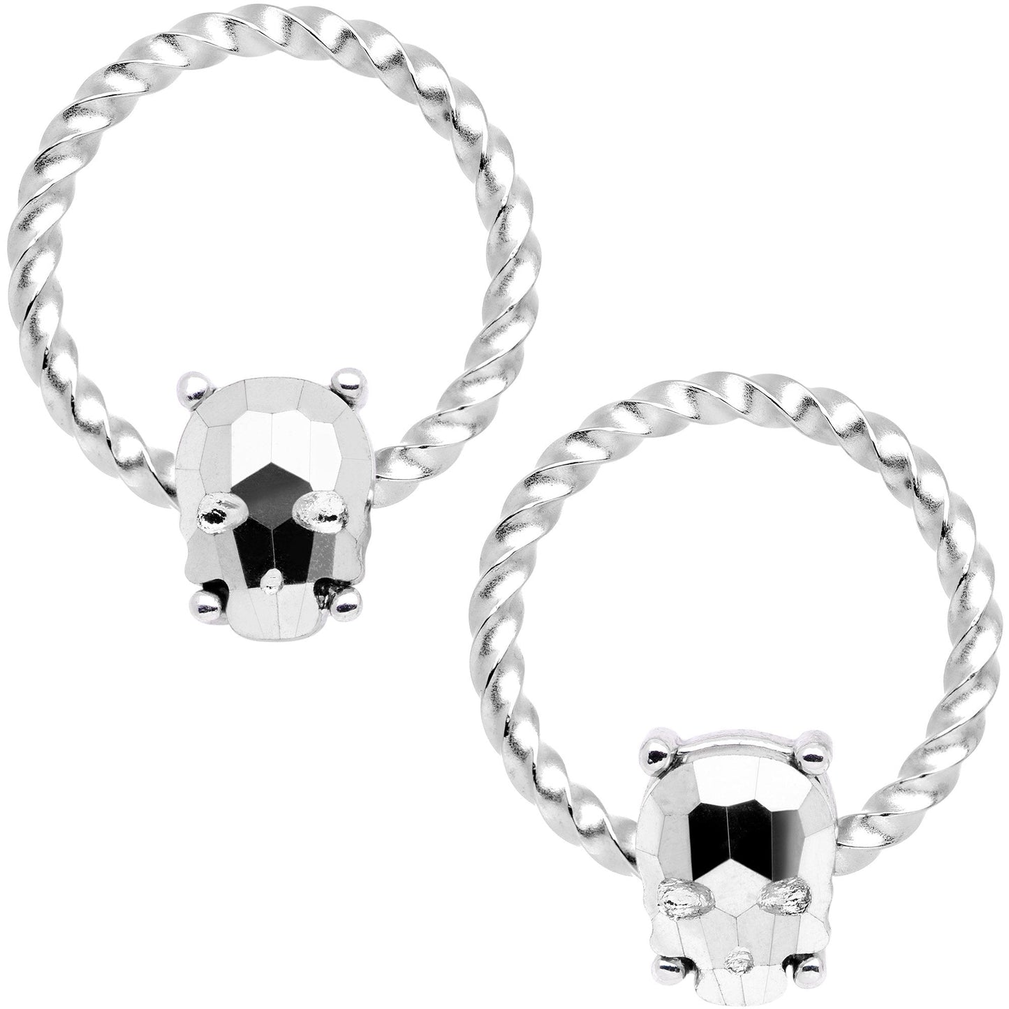 14G 9/16 Sugar Skull Mask Twisted BCR Captive Nipple Ring Set - BodyCandy - Flyclothing LLC