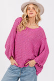 SAGE + FIG Distressed Asymmetrical Open Stitch Sweater - Trendsi