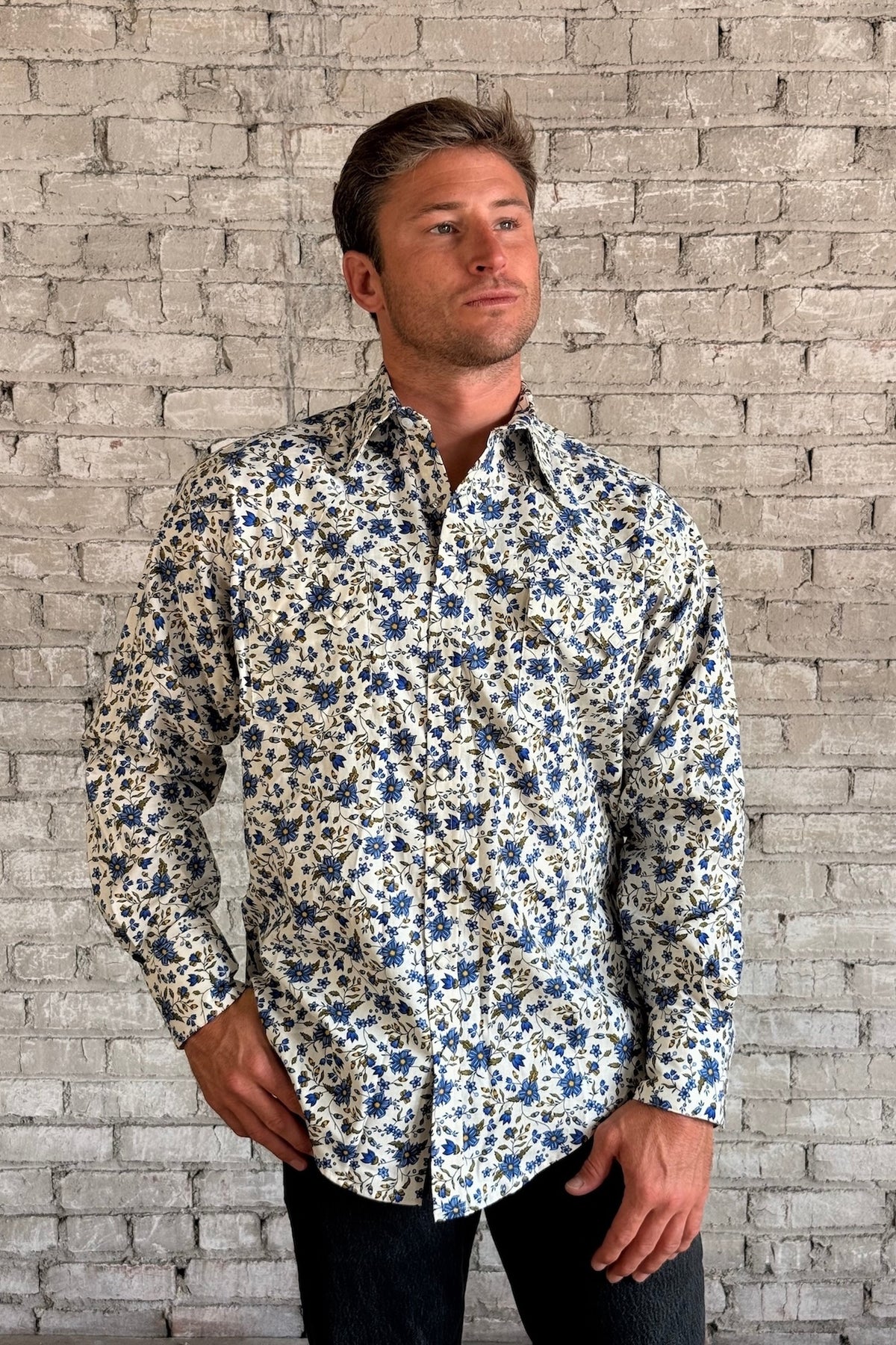 Rockmount Men's Ivory Floral Print Western Shirt - Rockmount Clothing - Flyclothing LLC