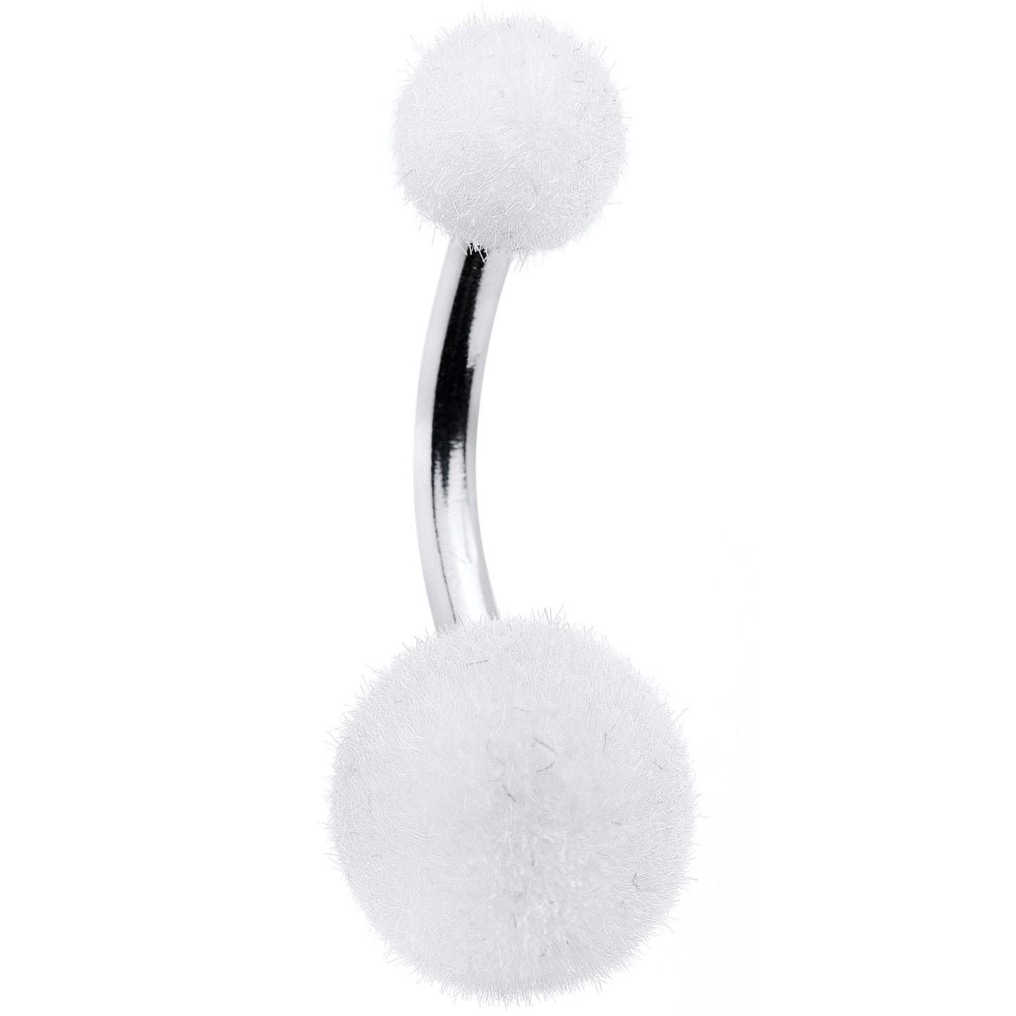 White Pom Pom Ends Belly Ring - BodyCandy - Flyclothing LLC