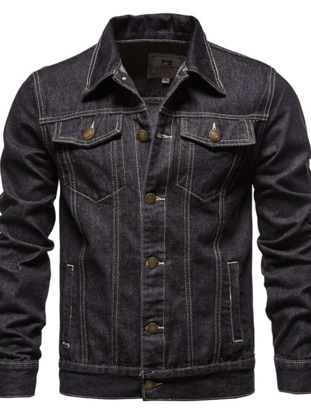 Men's Button Down Long Sleeve Denim Jacket - Trendsi - Flyclothing LLC