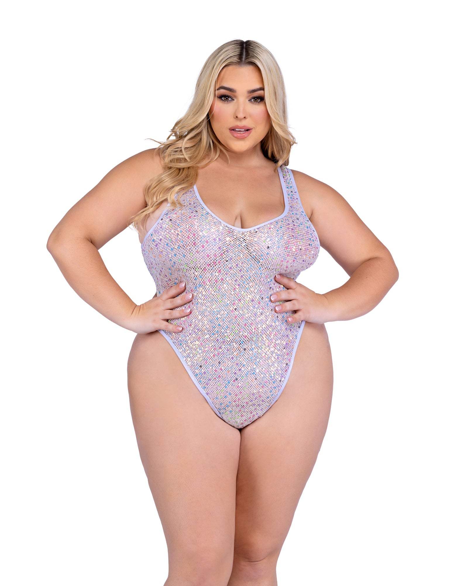 Roma Costume 6432 Sequin Fishnet Romper - Roma Costume - Flyclothing LLC