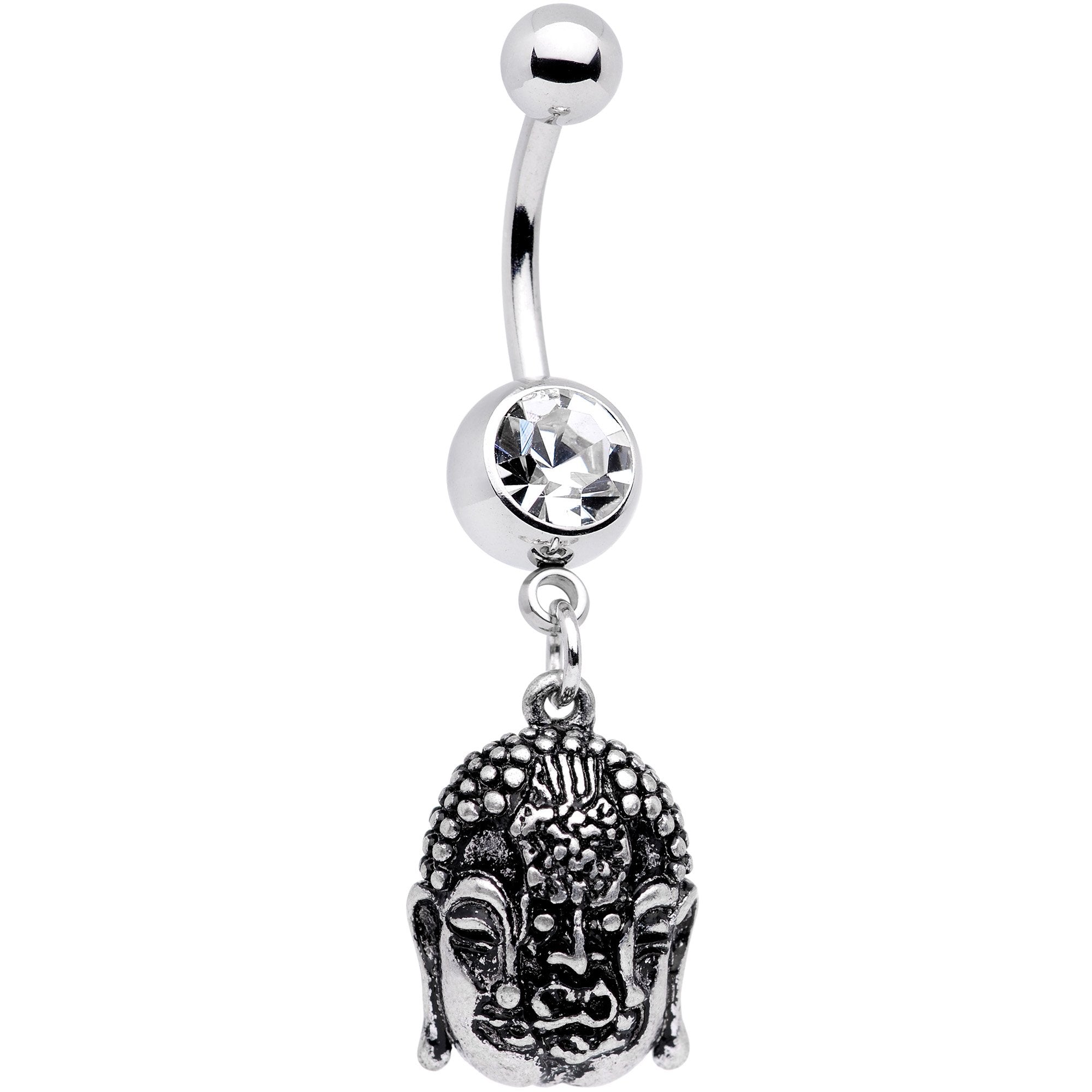 Clear Gem Evil Twins Buddha Dangle Belly Ring - BodyCandy - Flyclothing LLC