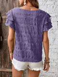 Round Neck Ruffled Short Sleeve Top - Trendsi - Flyclothing LLC