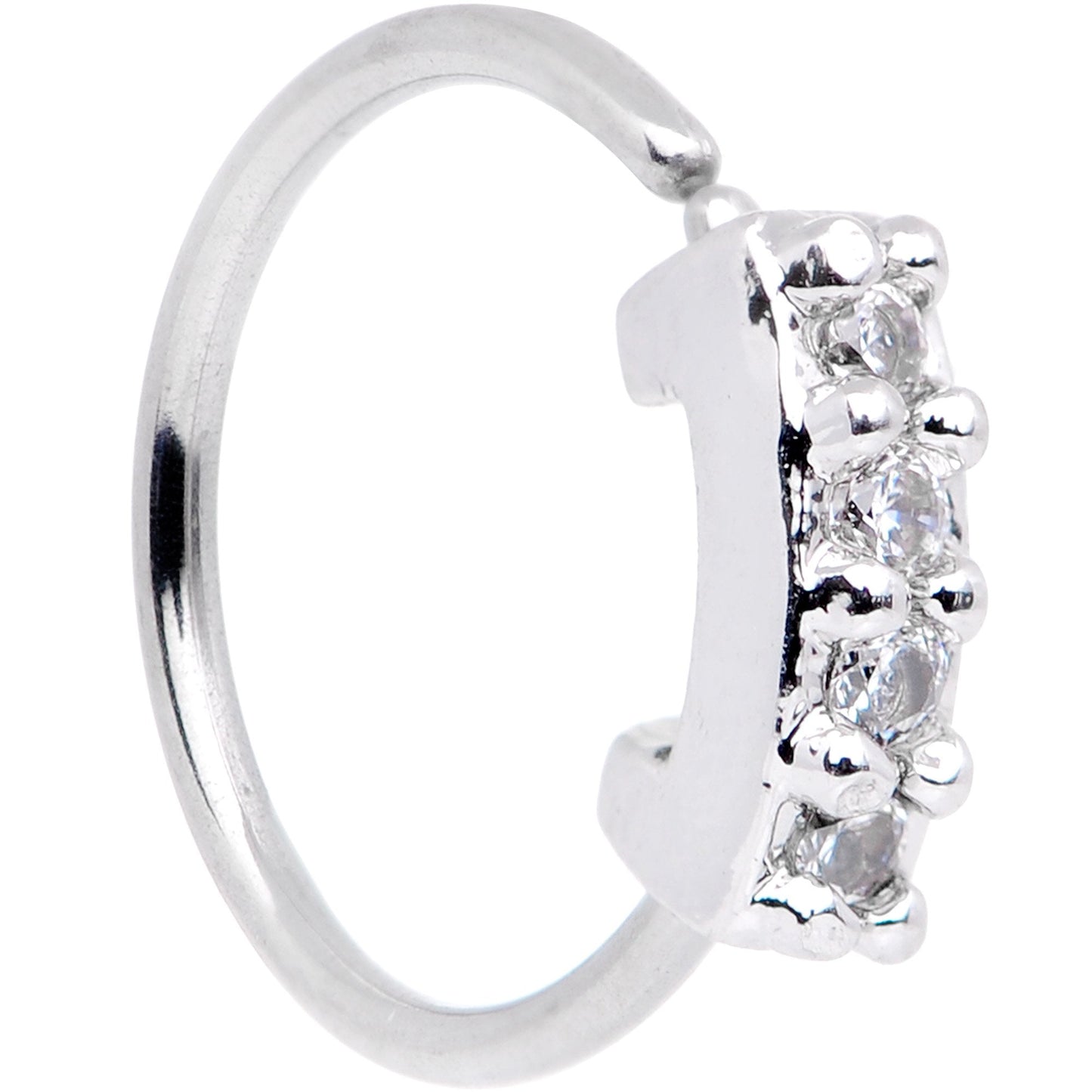 20G 5/16 Clear CZ Gem Quartet Shine Seamless Circular Ring - BodyCandy - Flyclothing LLC