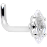 18G 1/4 Clear CZ Gem Ellipse L Shape Nose Ring - BodyCandy - Flyclothing LLC