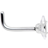 18G 1/4 Clear CZ Gem Ellipse L Shape Nose Ring - BodyCandy - Flyclothing LLC