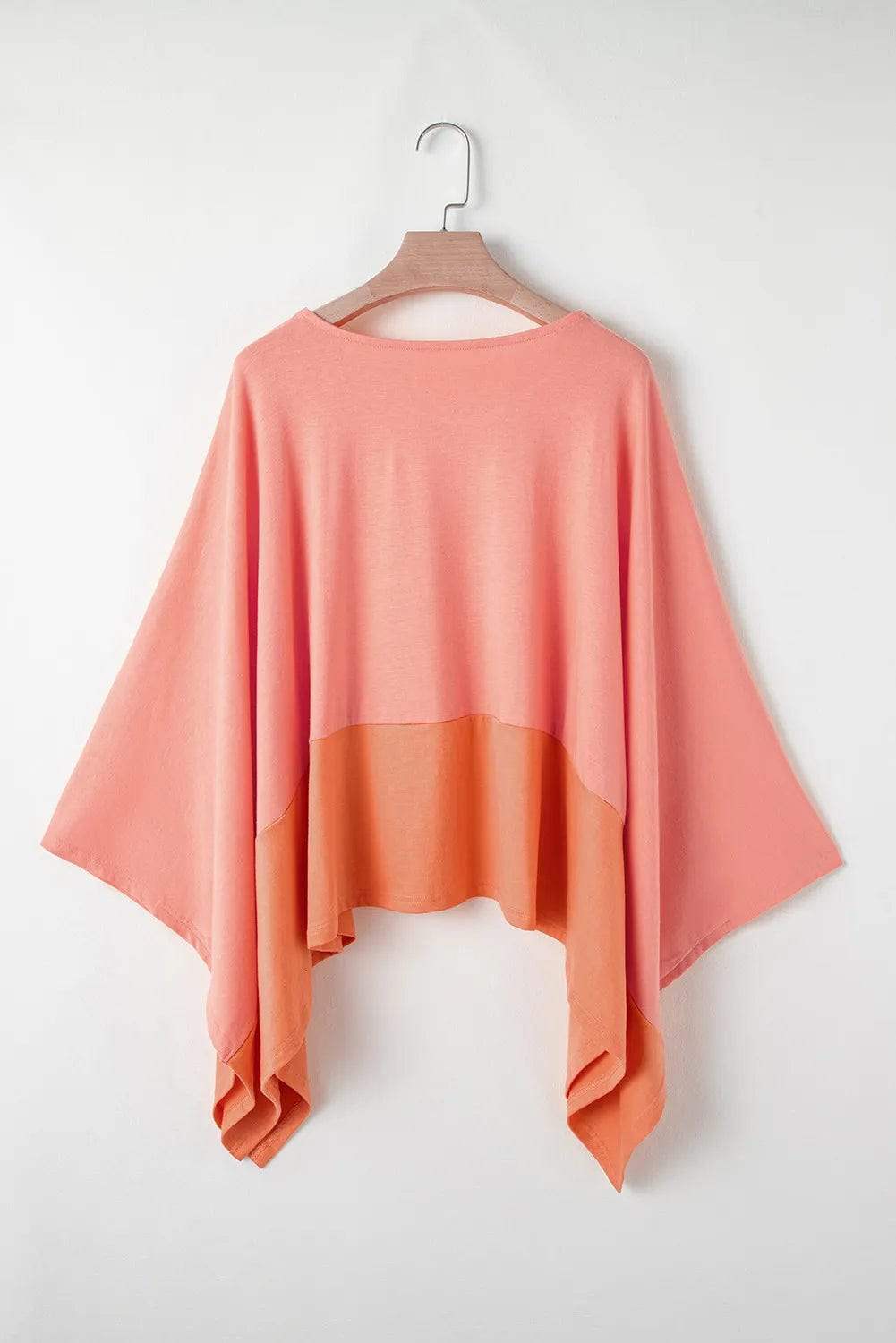 Contrast V-Neck Batwing Sleeve Blouse - Trendsi - Flyclothing LLC