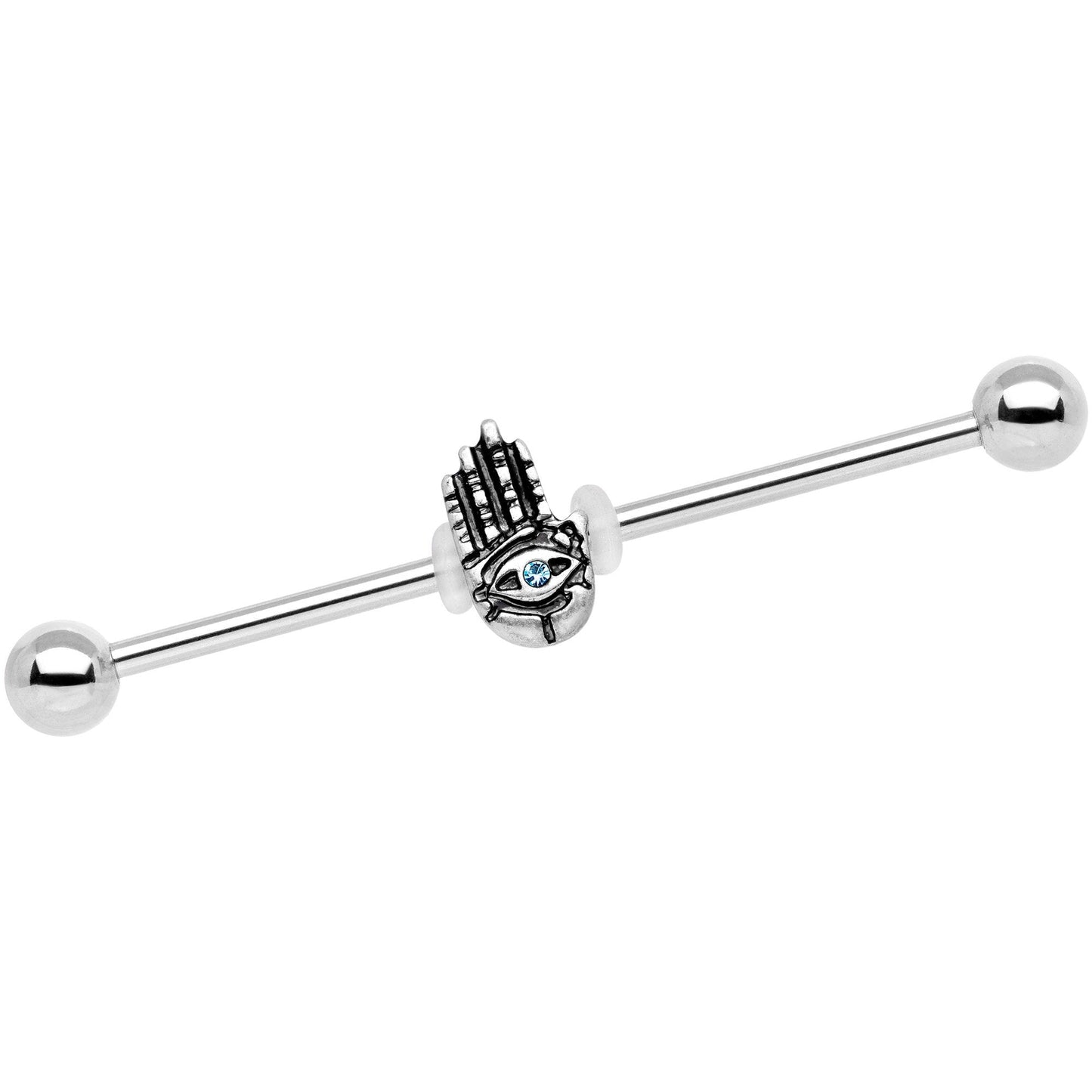 Aqua Gem Hamsa Eye Industrial Barbell 38mm - BodyCandy - Flyclothing LLC